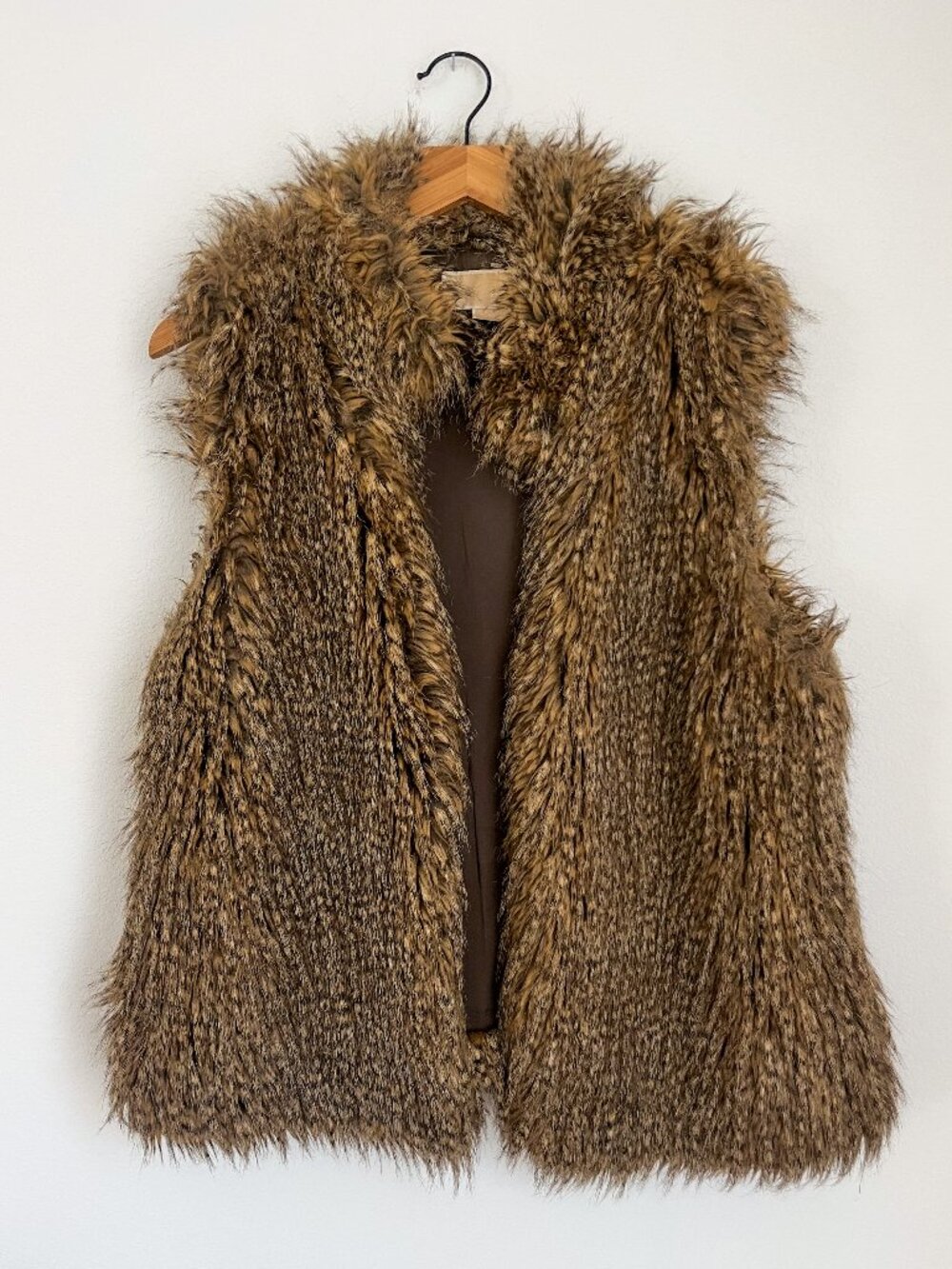 Michael Kors Brown Faux Fur Vest — Size L, EUC